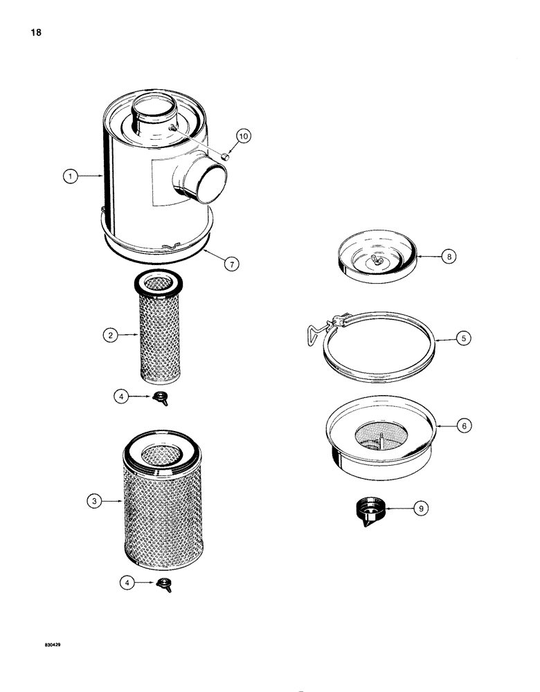 Схема запчастей Case 1280B - (018) - AIR CLEANER COMPONENTS (02) - ENGINE