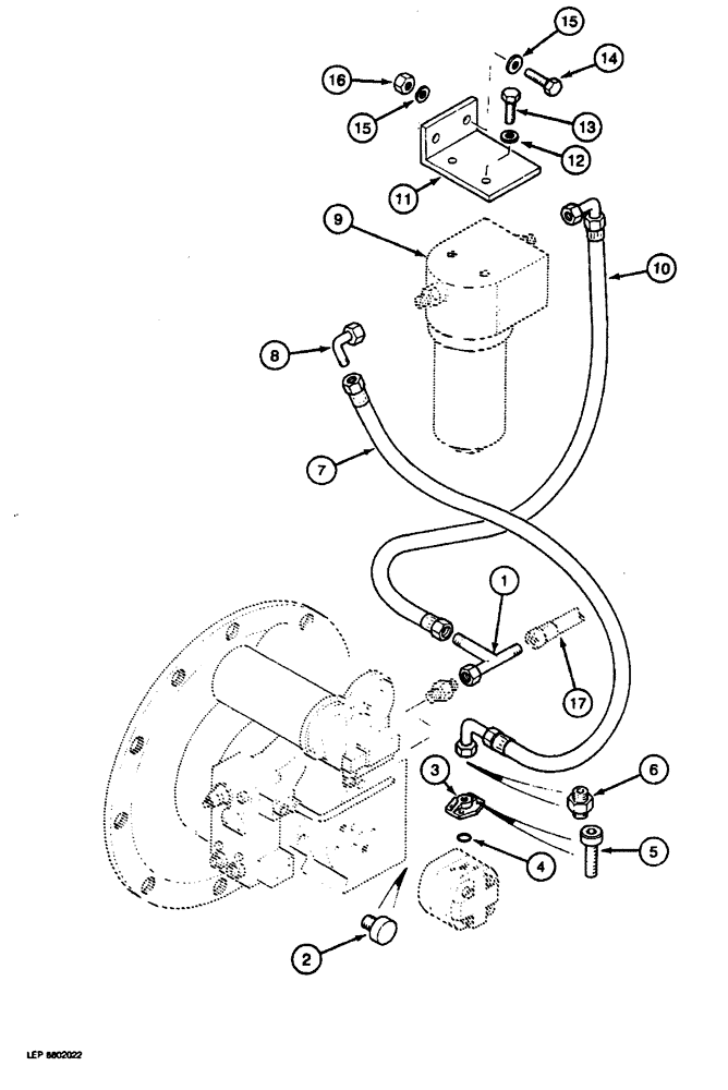 Схема запчастей Case 688 - (8-034) - HYDRAULIC PUMP LINES, FILTER LINES, P.I.N. FROM 74417 TO 74485, 11501 AND AFTER (08) - HYDRAULICS