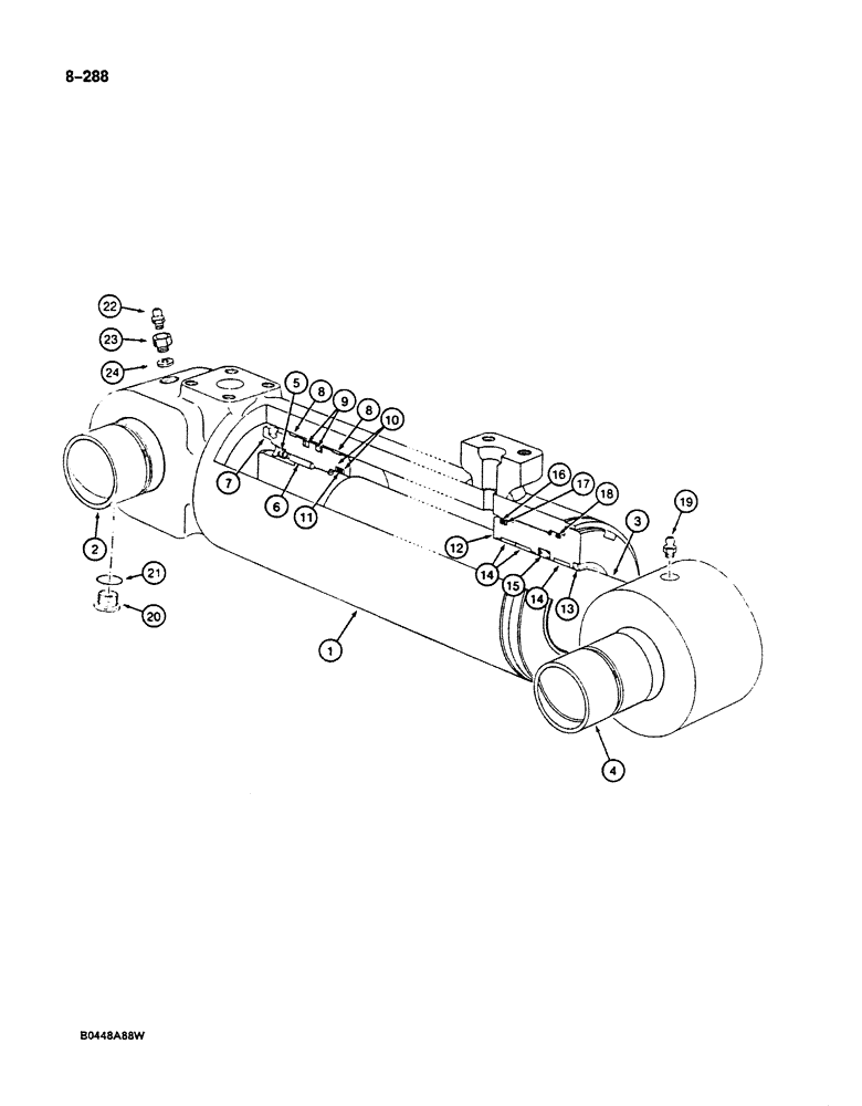 Схема запчастей Case 125B - (8-288) - BOOM CYLINDER - P6946790, IF USED, CYLINDERS WITH LETTER "H" OR "I" IDENTIFICATION (08) - HYDRAULICS