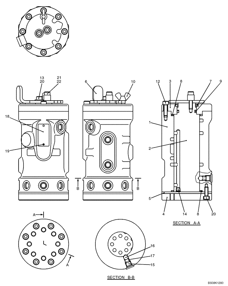 Схема запчастей Case CX27B BTW - (07-044) - VALVE ASSY, SELECTOR (PX30V00060F1) (35) - HYDRAULIC SYSTEMS