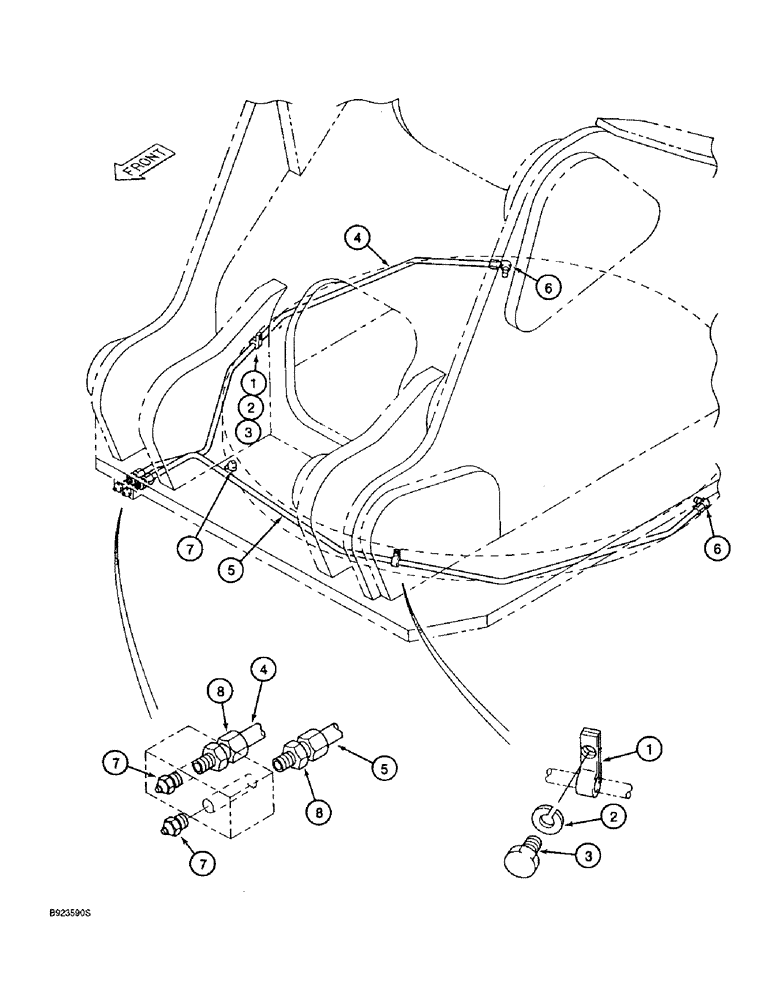 Схема запчастей Case 9060B - (9-004) - TURNTABLE BEARING LUBRICATION LINES (09) - CHASSIS