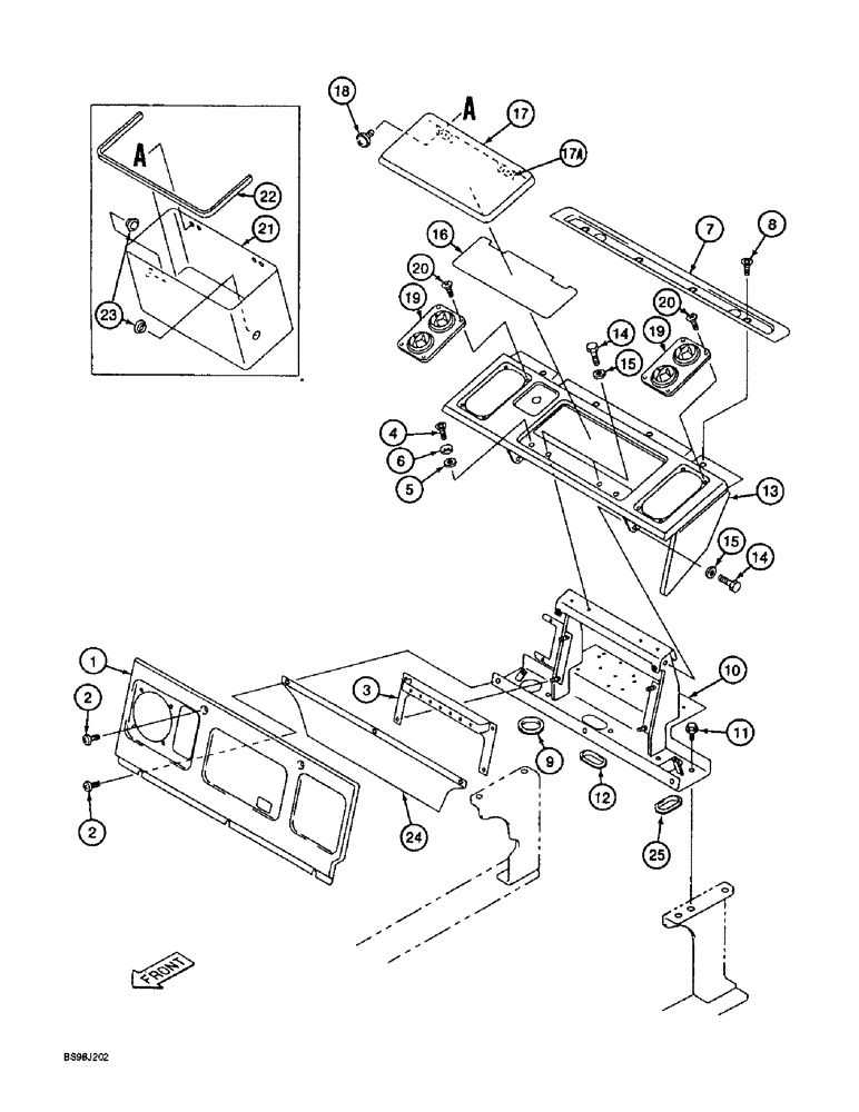 Схема запчастей Case 9060B - (9-076) - CAB REAR CONSOLE AND PANELS, MACHINES WITH AIR CONDITIONING (09) - CHASSIS