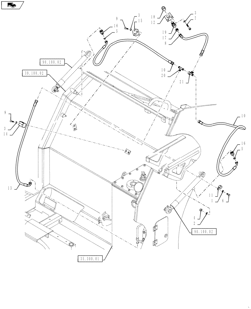 Схема запчастей Case DV207 - (35.310.05) - HOOD HYDRAULIC LIFT (35) - HYDRAULIC SYSTEMS