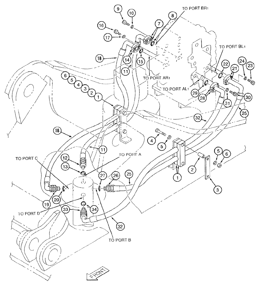 Схема запчастей Case 9050B - (8-102) - TRACK DRIVE HYDRAULIC CIRCUIT (08) - HYDRAULICS