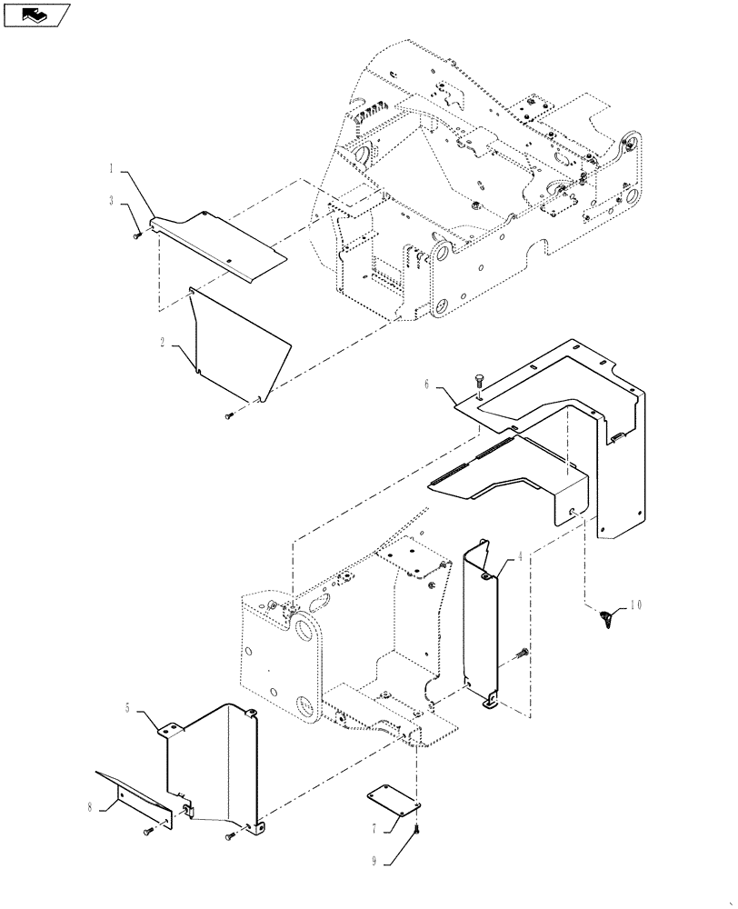 Схема запчастей Case 521F - (39.100.07) - BATTERY AND SCR COVER (39) - FRAMES AND BALLASTING