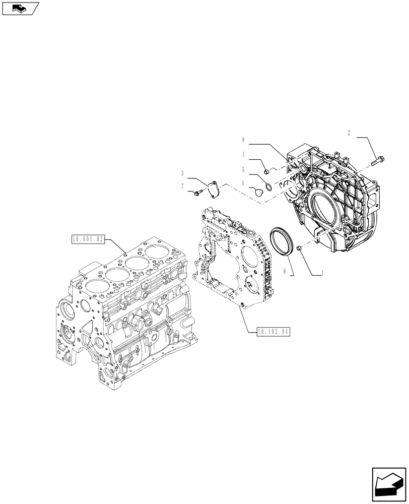 Схема запчастей Case 521F - (10.103.03) - CRANKCASE COVERS (10) - ENGINE