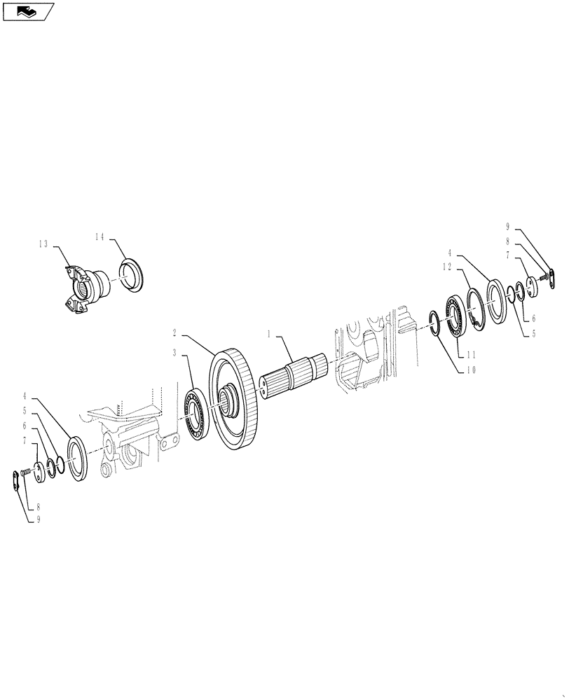 Схема запчастей Case 1021F - (21.116.11) - OUTPUT SHAFT ASSEMBLY (21) - TRANSMISSION