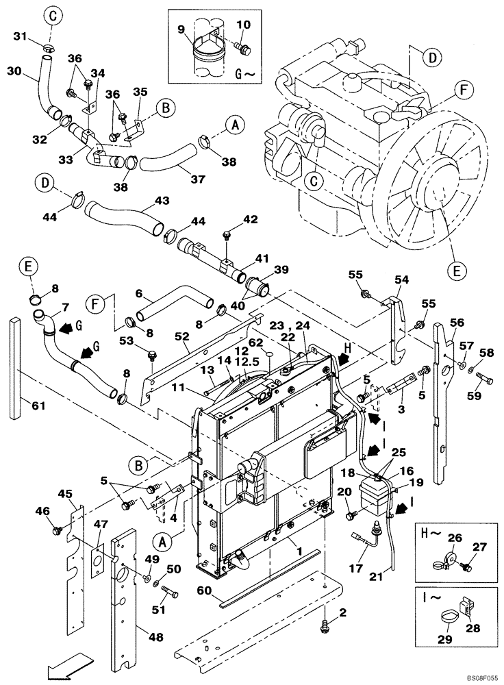 Схема запчастей Case CX240B - (02-04) - RADIATOR AND CONNECTIONS (02) - ENGINE