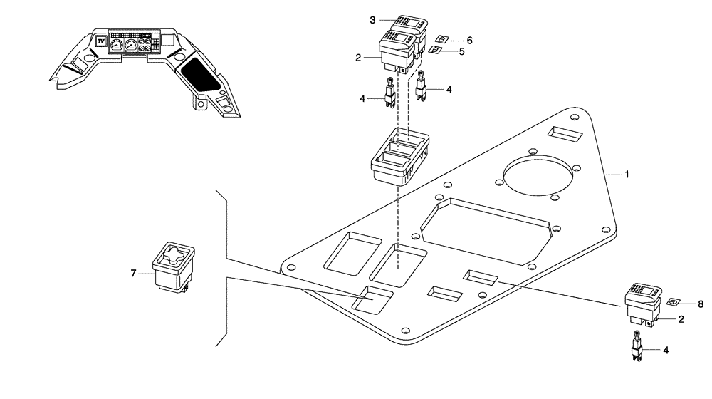 Схема запчастей Case 330 - (67A01001245[01]) - ELECTRICAL EQUIPMENTS - SIDE PANEL OPTION (13) - Electrical System / Decals