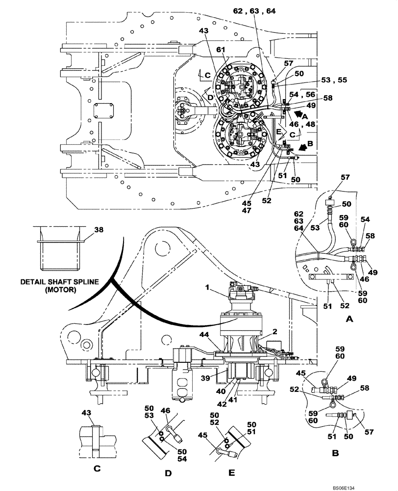 Схема запчастей Case CX800 - (08-220-00[01]) - SWING MOTOR-DRIVE REDUCTION GEAR (08) - HYDRAULICS