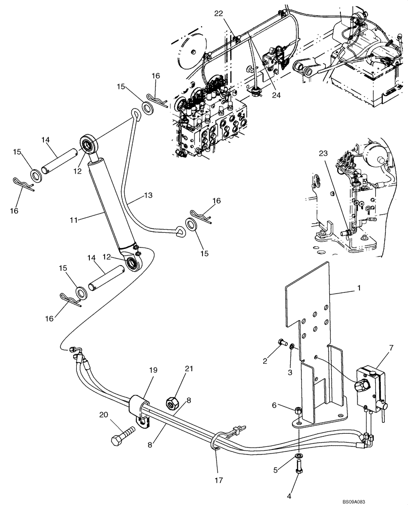 Схема запчастей Case 1150K - (09-24) - CAB OR CANOPY - TILT COMPONENTS (09) - CHASSIS/ATTACHMENTS