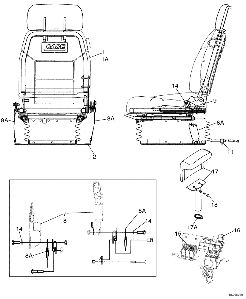 Схема запчастей Case 1150K - (09-16) - SEAT ASSY, AIR SUSPENSION - MOUNTING (09) - CHASSIS/ATTACHMENTS