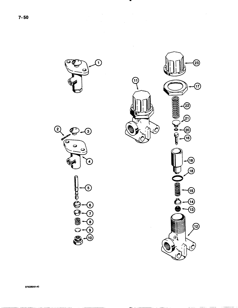 Схема запчастей Case W30 - (7-50) - HORN VALVE AND PRESSURE PROTECTION VALVE (07) - BRAKES