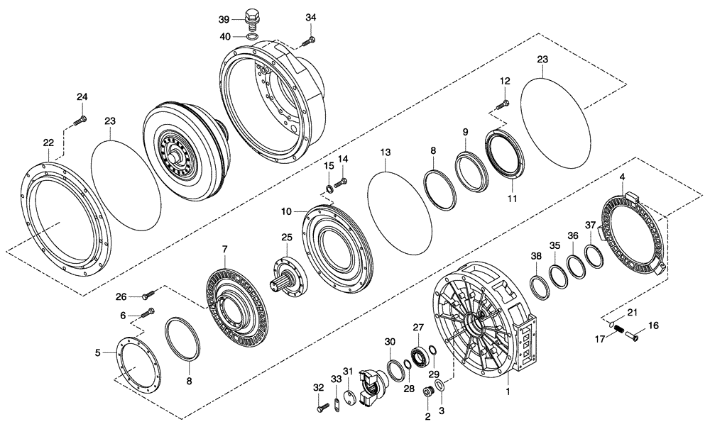 Схема запчастей Case 330 - (18A01020586[02]) - TRANSMISSION - RETARDER OPTION (03) - Converter / Transmission