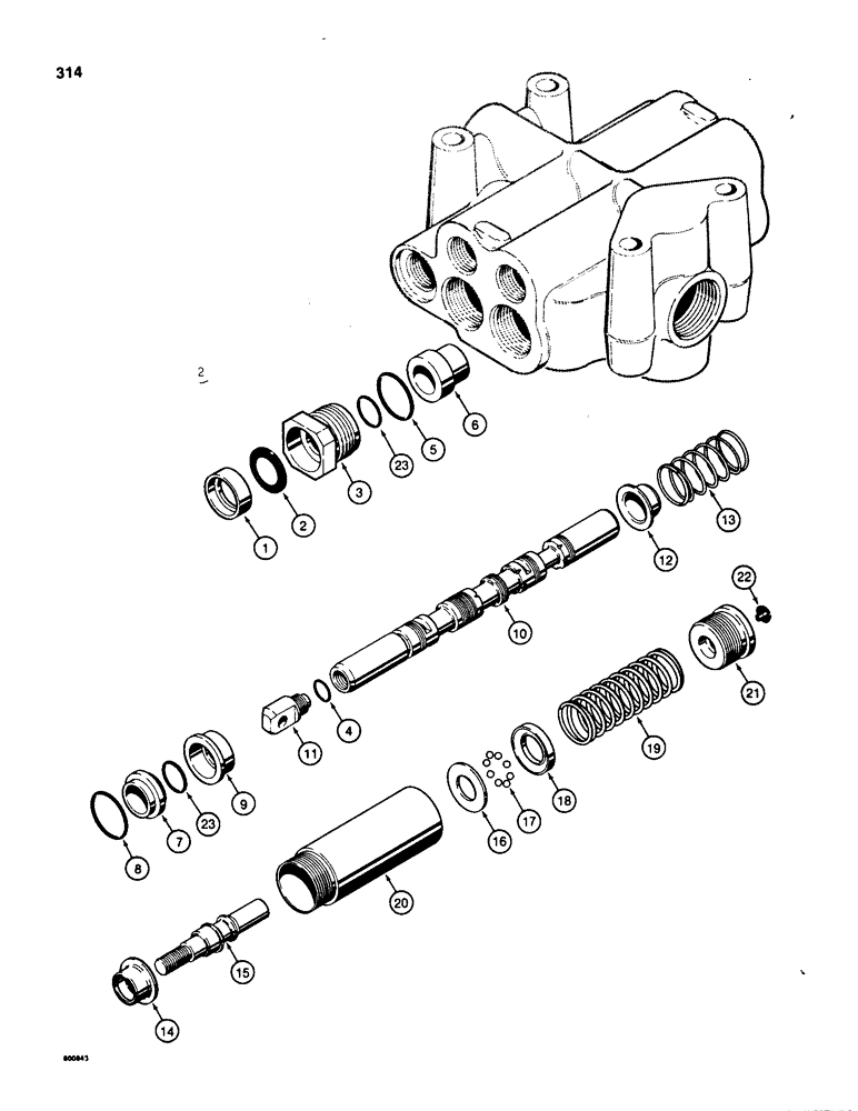 Схема запчастей Case 580D - (314) - PARKER LOADER CONTROL VALVE, LOADER LIFT SPOOL (08) - HYDRAULICS