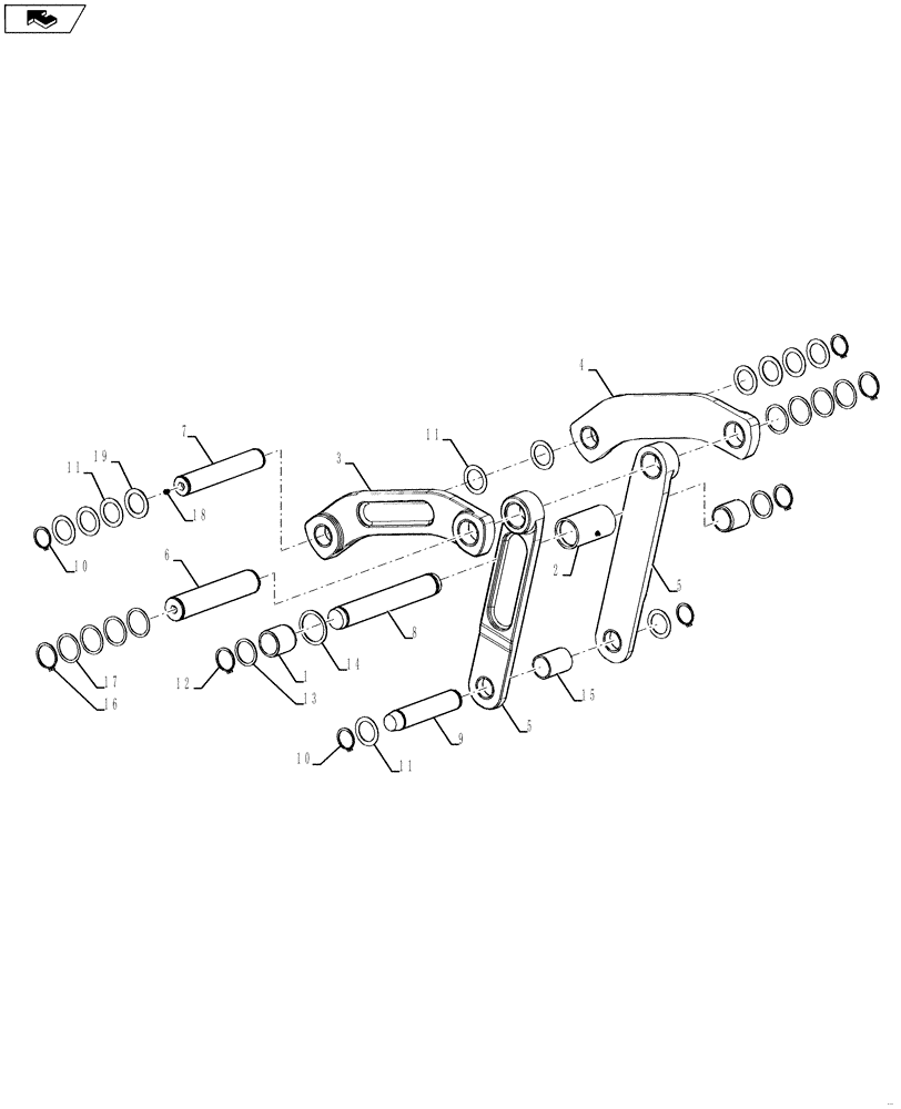 Схема запчастей Case 580SN WT - (39.121.05) - BACKHOE - LINK, STRAIGHT (580N, 580SN, 580SN WT) (39) - FRAMES AND BALLASTING