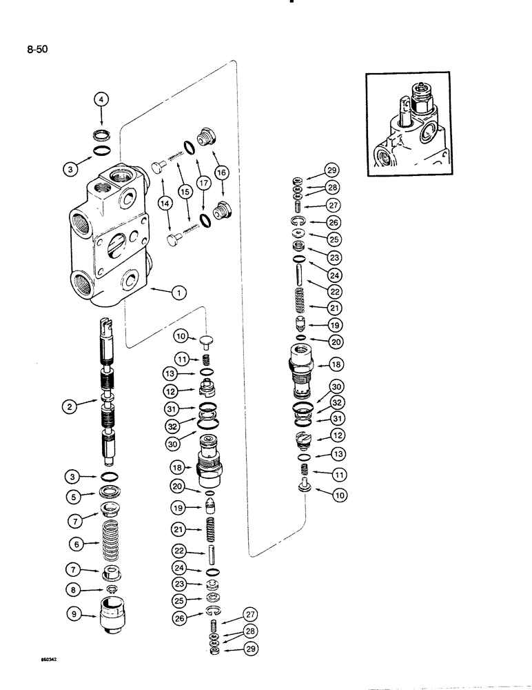 Схема запчастей Case 35C WL - (8-50) - BACKHOE CONTROL VALVE, SWING SECTION (08) - HYDRAULICS