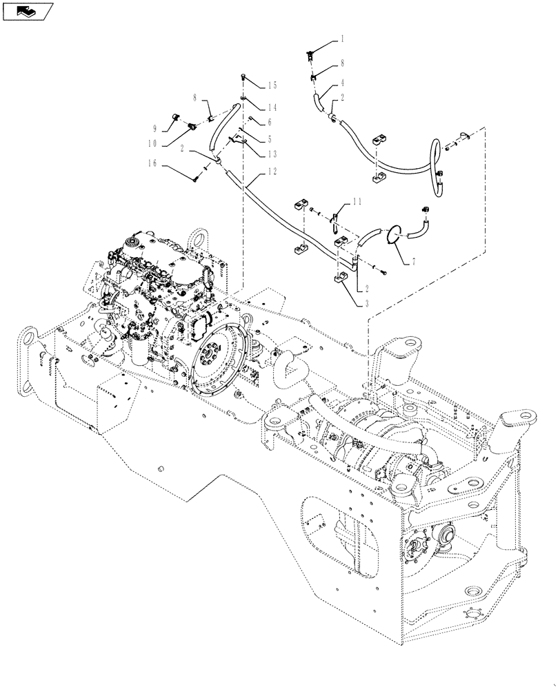 Схема запчастей Case 521F - (50.100.04) - HEATER PLUMBING AND MOUNTING (50) - CAB CLIMATE CONTROL