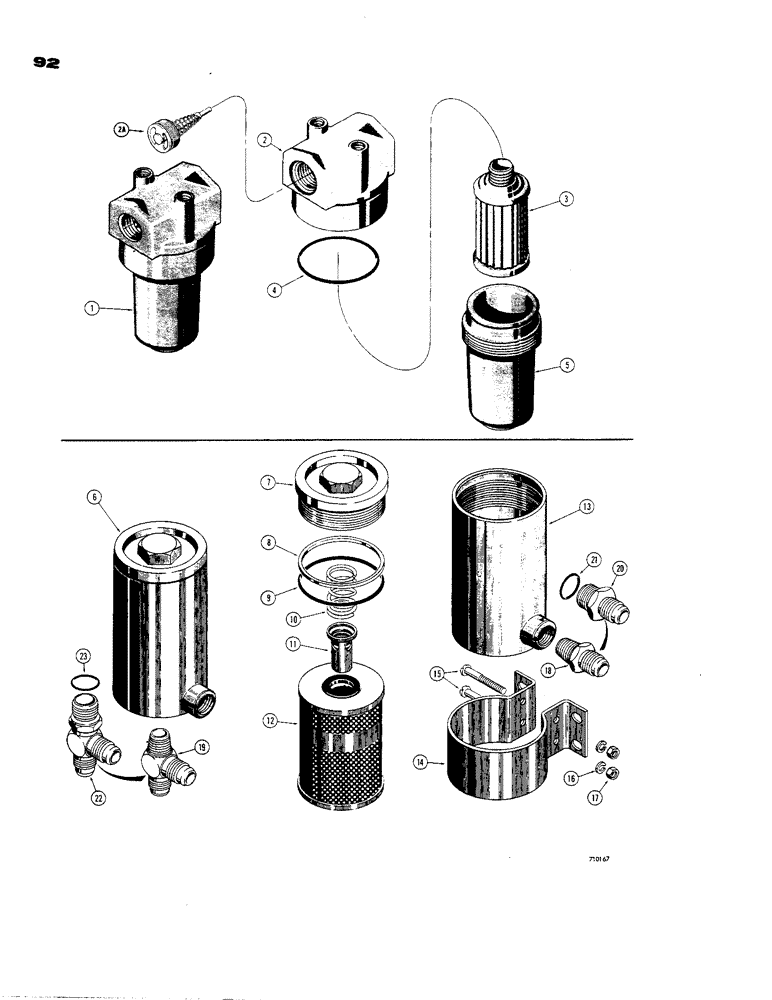 Схема запчастей Case 850 - (092) - TRANSMISSION OIL FILTERS, D43639 TRANSMISSION OIL FILTER ( SUCTION LINE ) (03) - TRANSMISSION