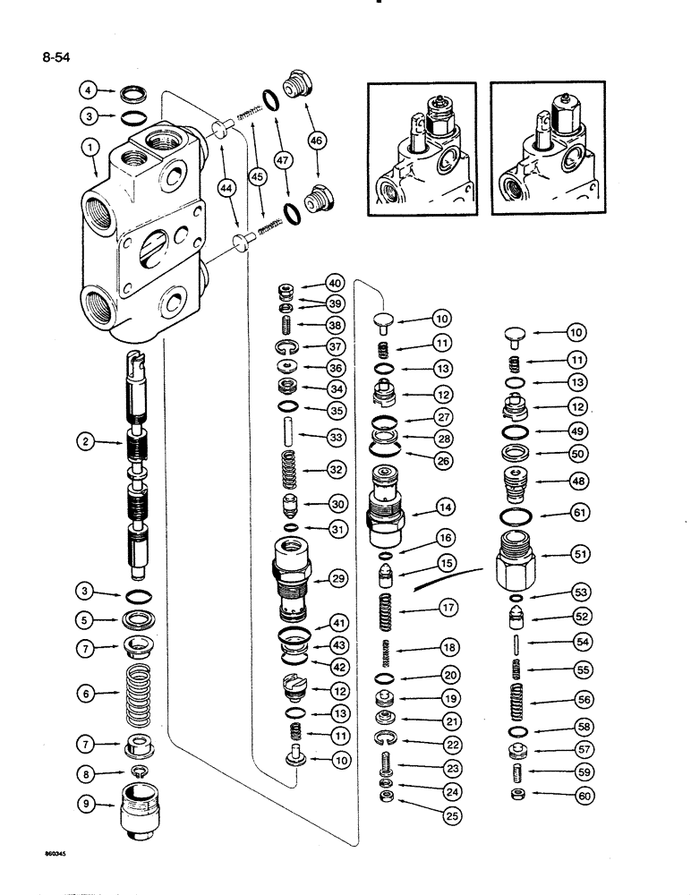 Схема запчастей Case 35C WL - (8-54) - BACKHOE CONTROL VALVE, BOOM SECTION (08) - HYDRAULICS