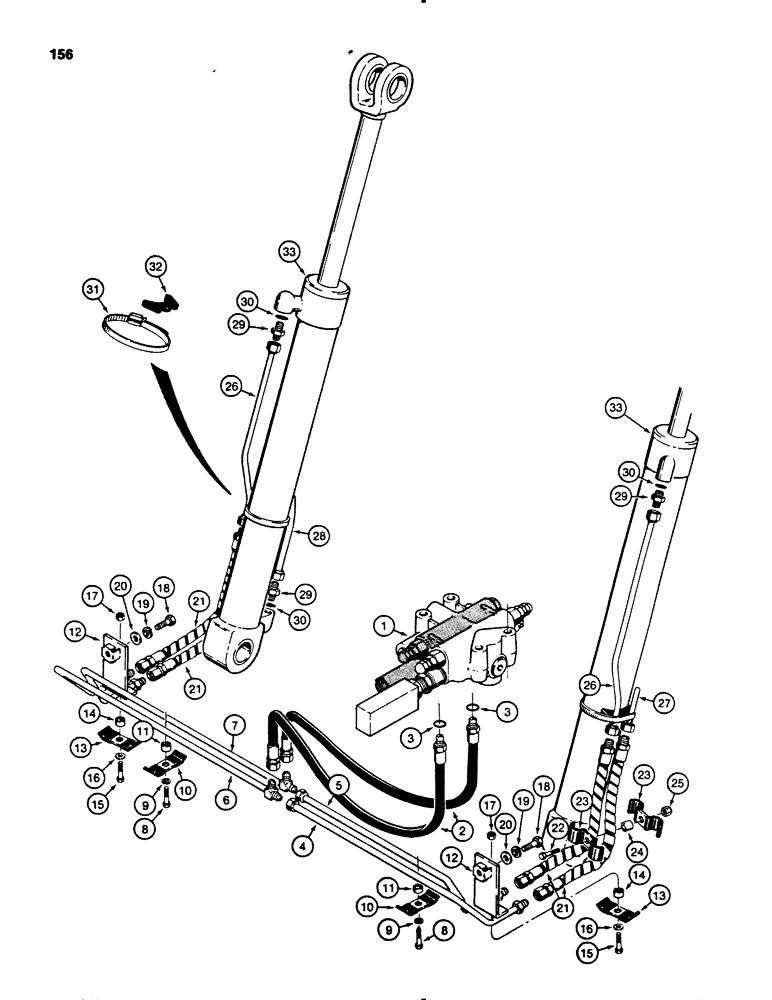 Схема запчастей Case 450B - (156) - LOADER LIFT HYDRAULIC CIRCUIT (07) - HYDRAULIC SYSTEM