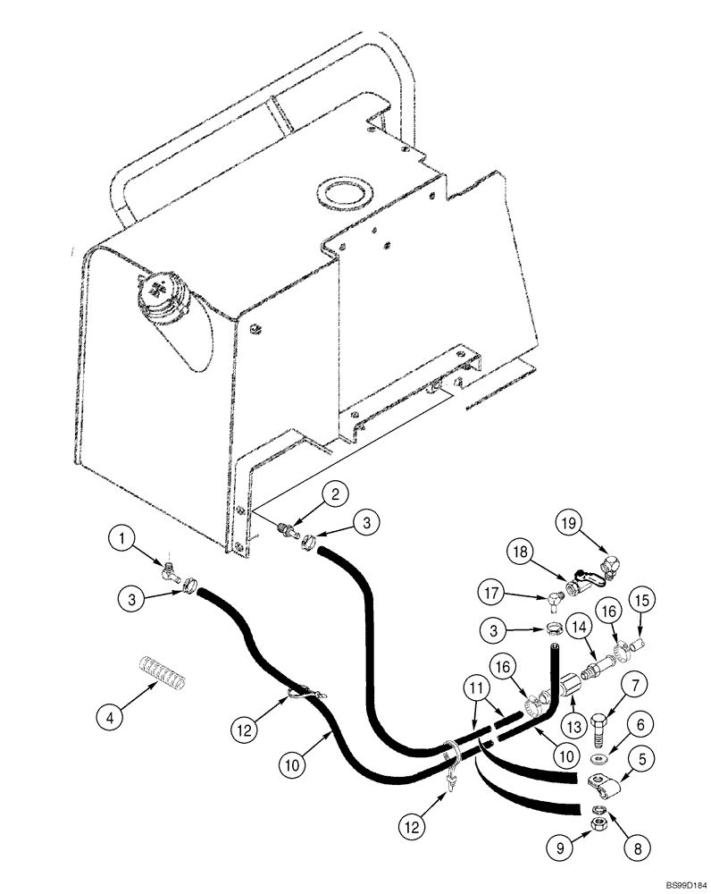 Схема запчастей Case 550H-IND - (03-07) - FUEL LINES, MODELS WITHOUT TURBOCHARGER (03) - FUEL SYSTEM