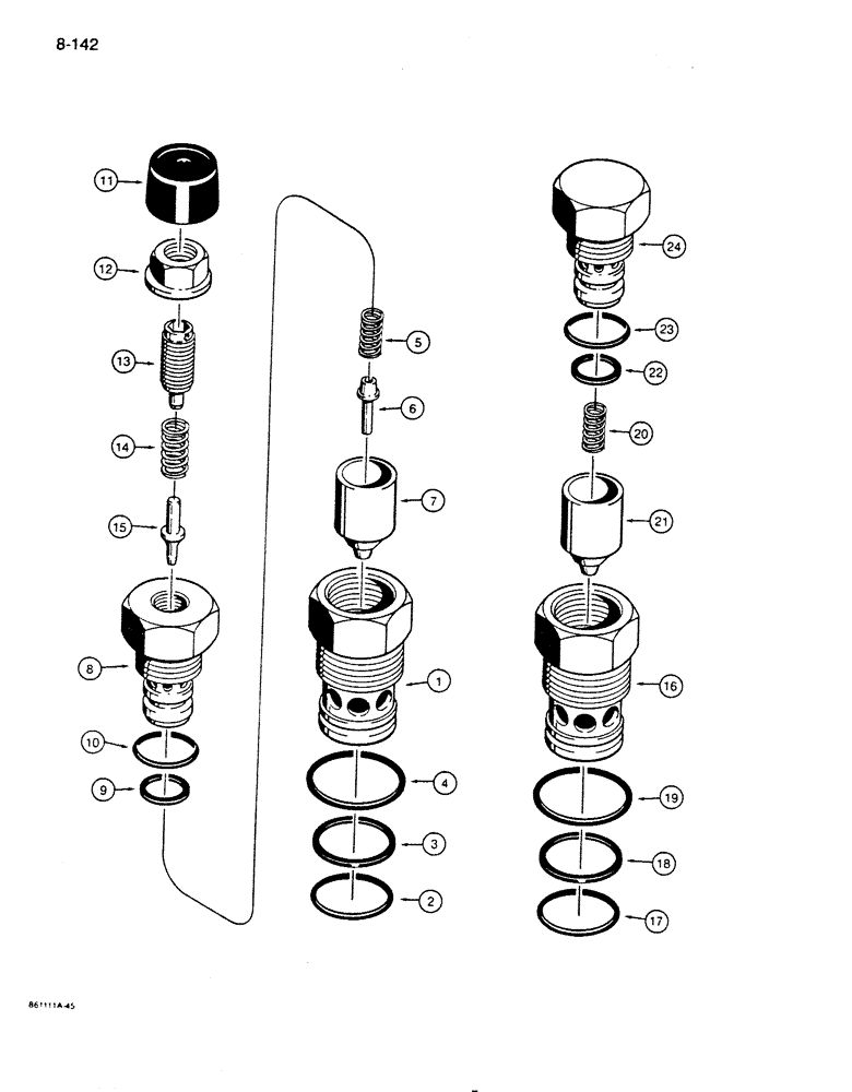 Схема запчастей Case 850D - (8-142) - CIRCUIT RELIEF AND ANTICAVITATION VALVES (08) - HYDRAULICS