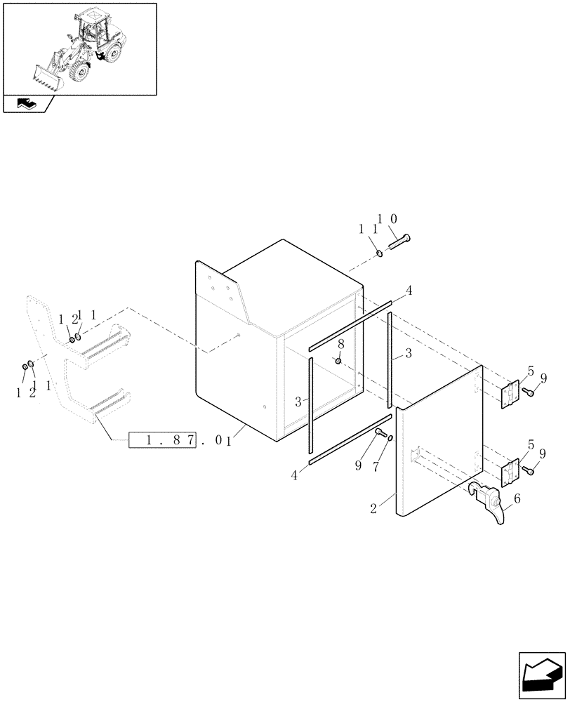 Схема запчастей Case 221E - (928) - TOOLBOX (08) - SHEET METAL/DECALS