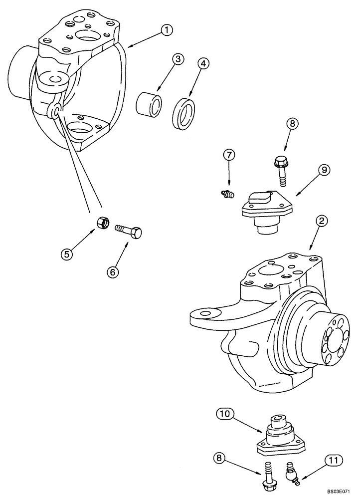 Схема запчастей Case 590SM - (06-03) - AXLE, FRONT DRIVE - HOUSING, SWIVEL (06) - POWER TRAIN