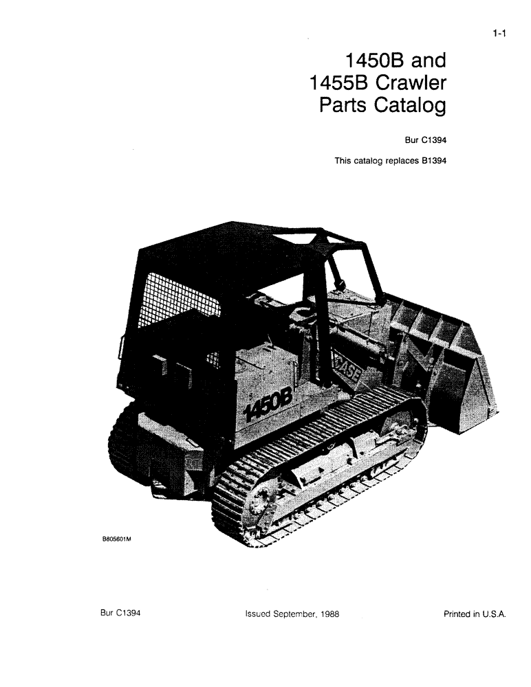 Схема запчастей Case 1455B - (1-1) - 1450B AND 1455B CRAWLER PARTS CATALOG (00) - PICTORIAL INDEX