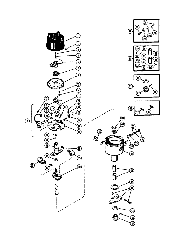 Схема запчастей Case 530CK - (030) - DISTRIBUTOR, (159) SPARK IGNITION ENGINE (10) - ENGINE