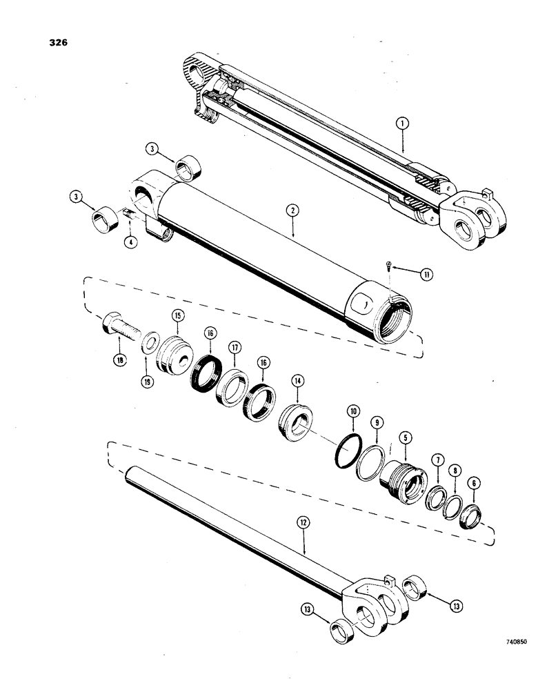 Схема запчастей Case 850 - (326) - D49526 AND D49527 LOADER LIFT CYLINDERS, HAS SPLIT OUTER ROD WIPER (07) - HYDRAULIC SYSTEM