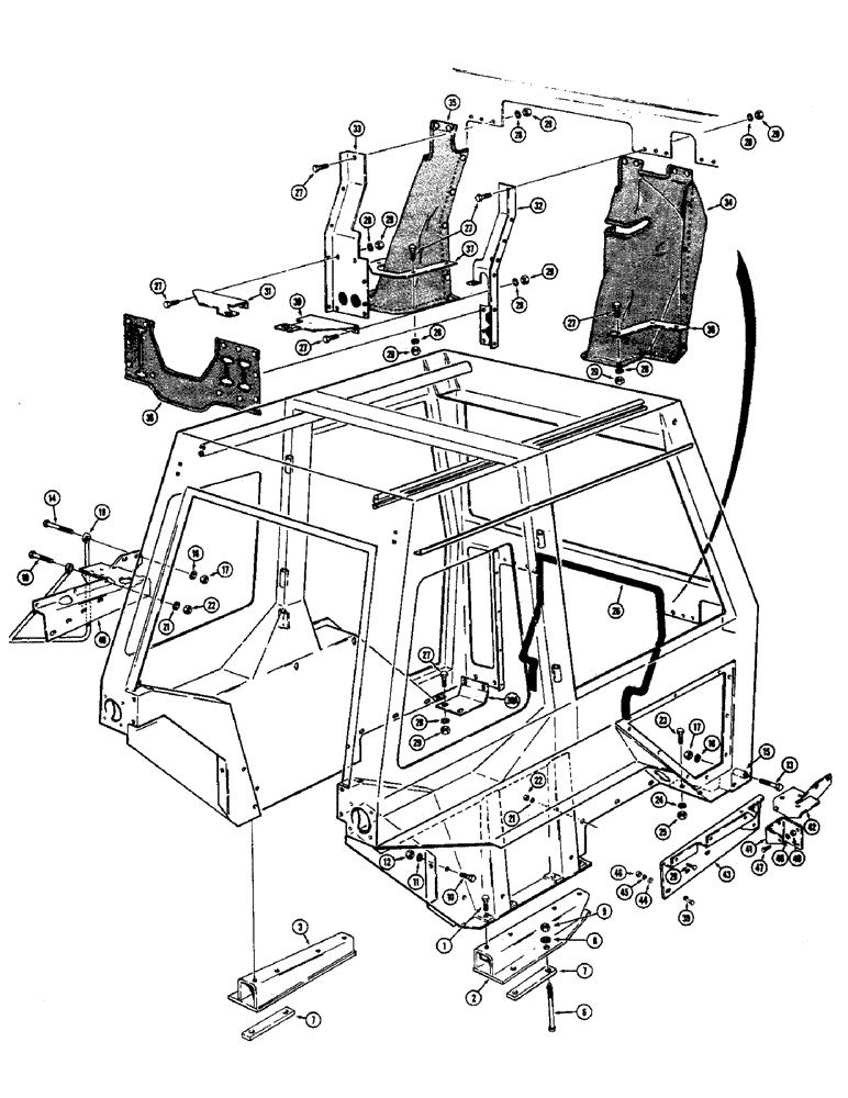 Схема запчастей Case 580B - (240) - OPERATORS CAB, CAB MOUNTING AND CLOSURE PARTS, CAB MOUNTING PARTS (USED W/ALL MODELS) (09) - CHASSIS/ATTACHMENTS