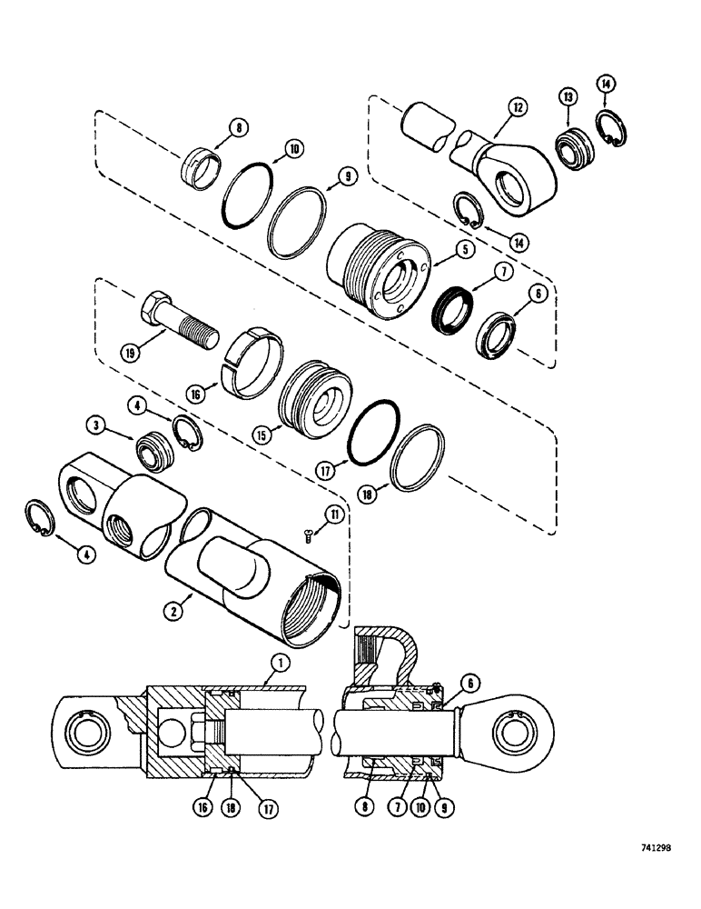 Схема запчастей Case 26 - (110) - G33128 3-POINT HITCH PITCH CYLINDER, GLAND HAS SOLID OUTER ROD WIPER-NO IDENTIFICATION RING 