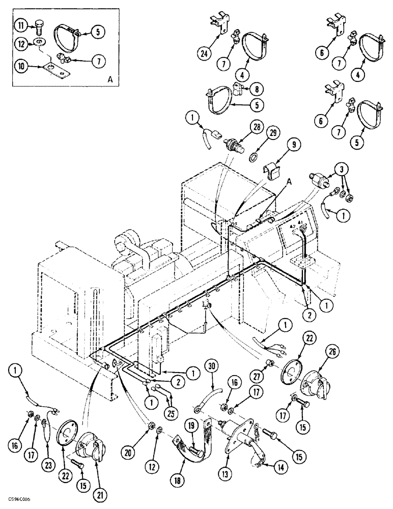 Схема запчастей Case 688BCK - (4-14) - ELECTRICAL CIRCUIT - ENGINE MODULE, 688B CK (120301-) (06) - ELECTRICAL SYSTEMS