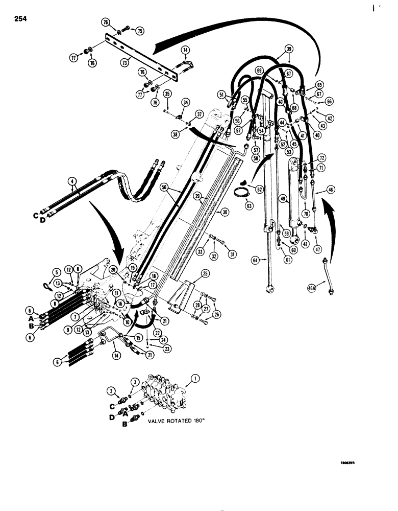 Схема запчастей Case 680G - (254) - BACKHOE EXTENDABLE DIPPER HYDRAULIC CIRCUIT (08) - HYDRAULICS