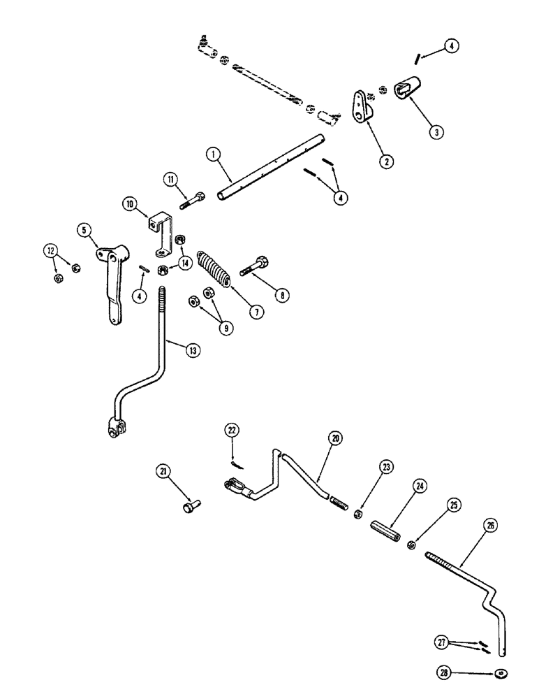 Схема запчастей Case 580B - (104) - LOWER THROTTLE LINKAGE, (188) SPARK IGNITION ENGINE (03) - FUEL SYSTEM