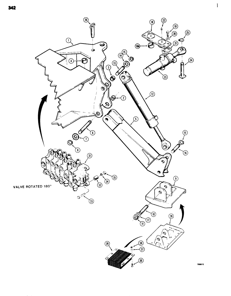 Схема запчастей Case 680G - (342) - BACKHOE MOUNTING FRAME AND STABILIZERS (09) - CHASSIS/ATTACHMENTS