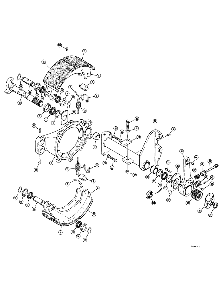 Схема запчастей Case 680CK - (095A) - L57776 REAR AXLE, REAR BRAKES, LININGS AND SLACK ADJUSTERS (33) - BRAKES & CONTROLS