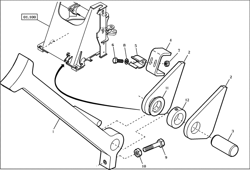 Схема запчастей Case 21D - (60.501[001]) - LOADER BOOM MOUNTING PARTS FUSE (OPTION) (S/N 561101-UP) No Description