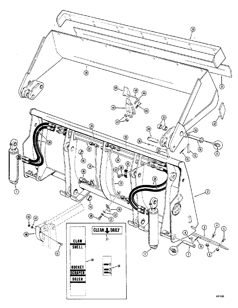 Схема запчастей Case 680CK - (138) - DROTT 4-IN-1 BUCKET, BUCKET TEETH OPTIONAL (82) - FRONT LOADER & BUCKET