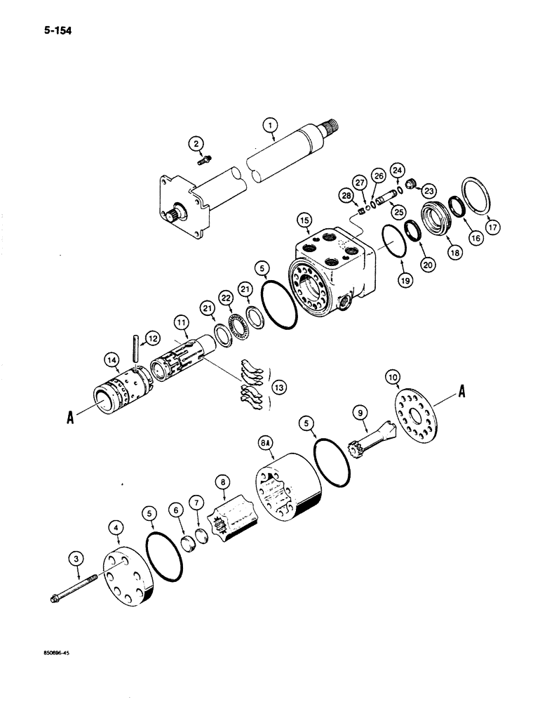 Схема запчастей Case 680K - (5-154) - L102601 STEERING COLUMN AND CONTROL VALVE (05) - STEERING