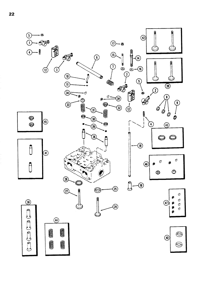 Схема запчастей Case W26B - (022) - VALVE MECHANISM, (504BDT) DIESEL ENGINE (02) - ENGINE