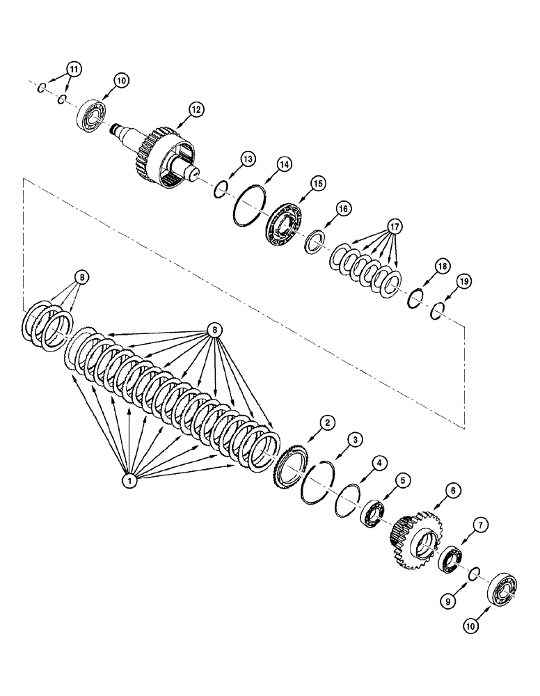 Схема запчастей Case 885 - (06-20[01]) - TRANSMISSION - 3rd SPEED AXLE (06) - POWER TRAIN