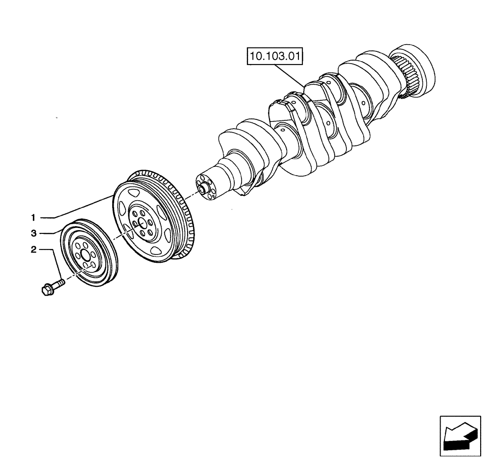 Схема запчастей Case 580SN - (10.103.06) - PULLEY - CRANKSHAFT (580SN, 580SN WT, 590SN) (10) - ENGINE