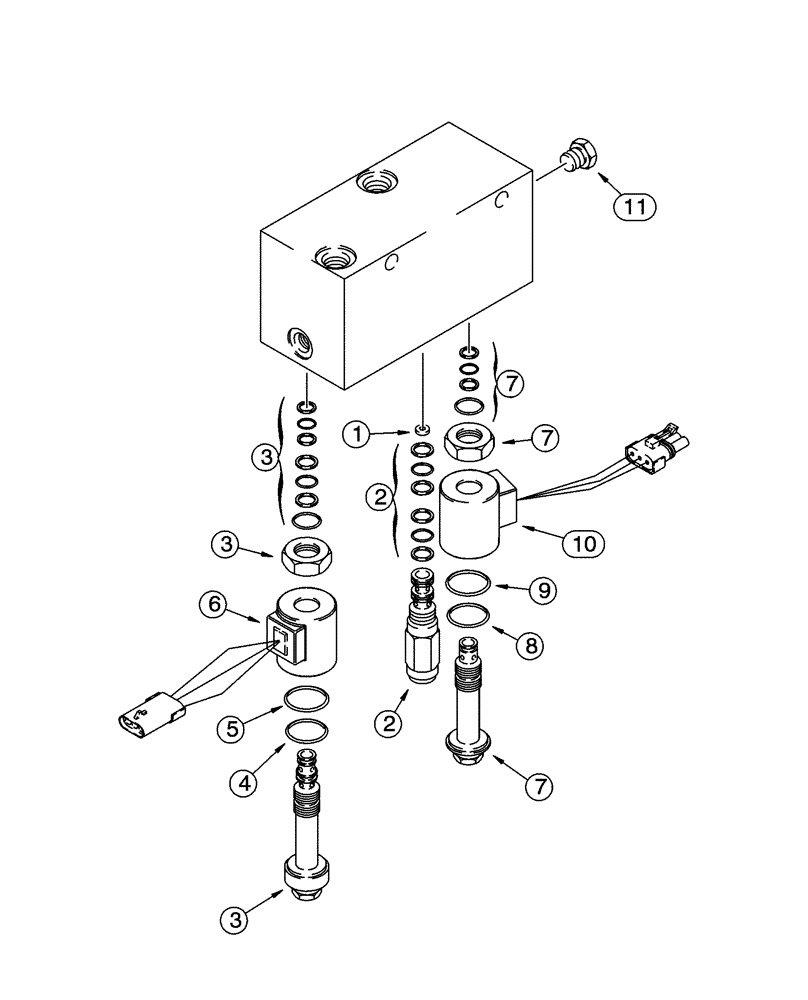 Схема запчастей Case 621C - (08-057) - VALVE ASSY COMBINATION (08) - HYDRAULICS