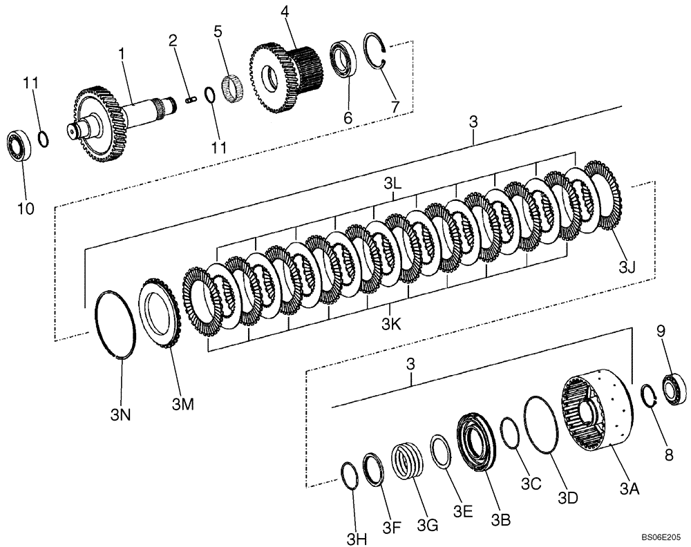 Схема запчастей Case 821E - (06-12) - TRANSMISSION - CLUTCH ASSY, REVERSE - PRIOR TO P.I.N. N7F203144 (06) - POWER TRAIN