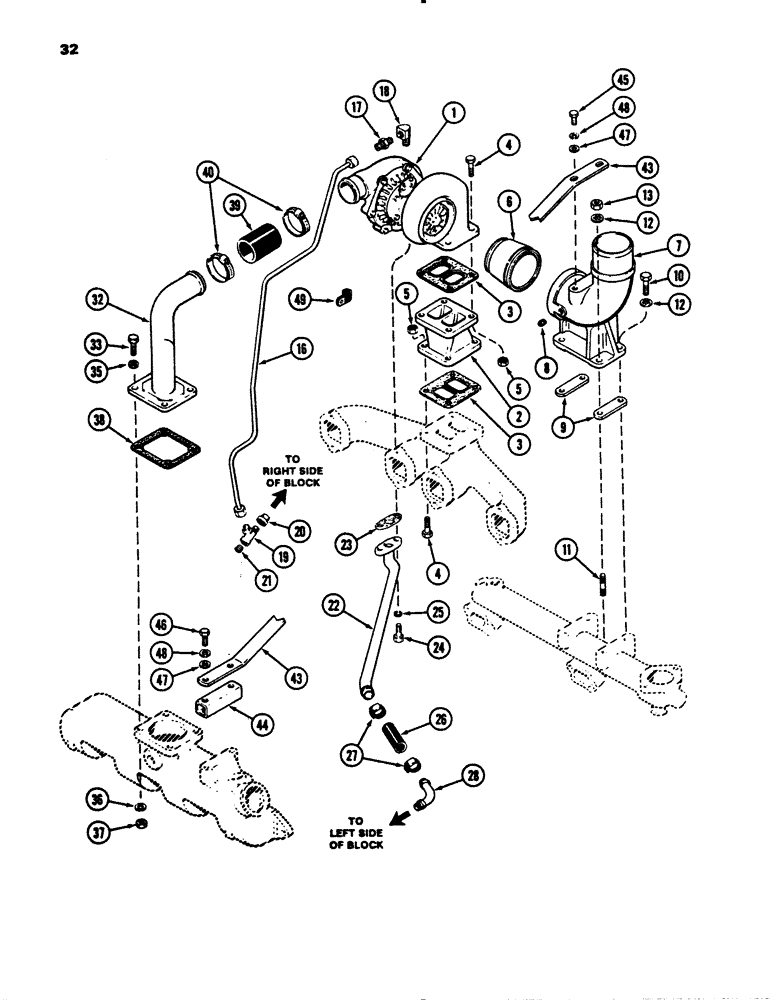 Схема запчастей Case 780B - (032) - TURBOCHARGER SYSTEM, 336BDT DIESEL ENGINE (02) - ENGINE