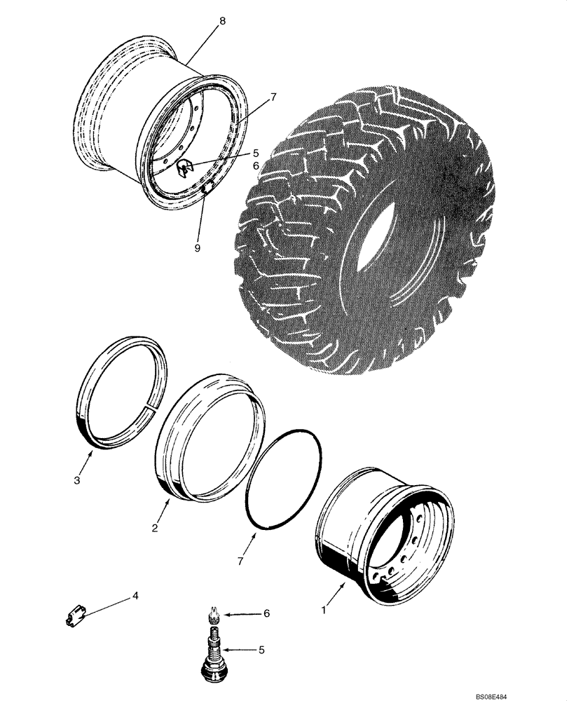 Схема запчастей Case 621F - (44.511.AG[04]) - WHEEL ASSY (44) - WHEELS