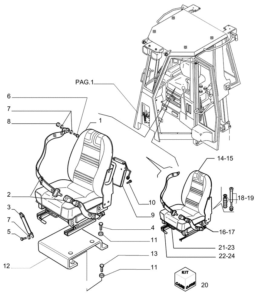 Схема запчастей Case 1850K LT - (9.653[39]) - ROPS CAB - OPTIONAL CODE 76078133 (19) - OPTIONS